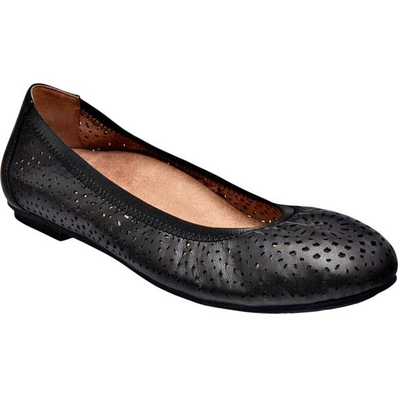 Vionic Shoes - VIONIC Robyn Black Leather Laser Cut Ballet Flats Slip On Orthotic Feminine 8W